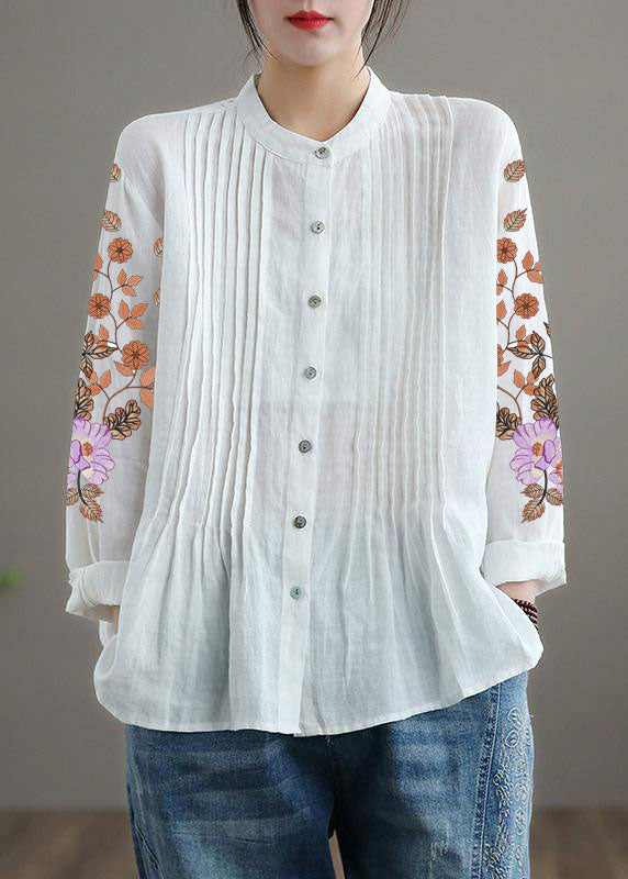 Teodora - Tunica Camicia Donna Bianca Ramie Naturale Moderna