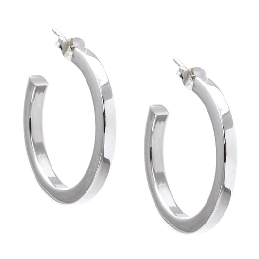 Tiziana – Orecchini a Cerchio Chunky Tubo Quadrato Argento Sterling