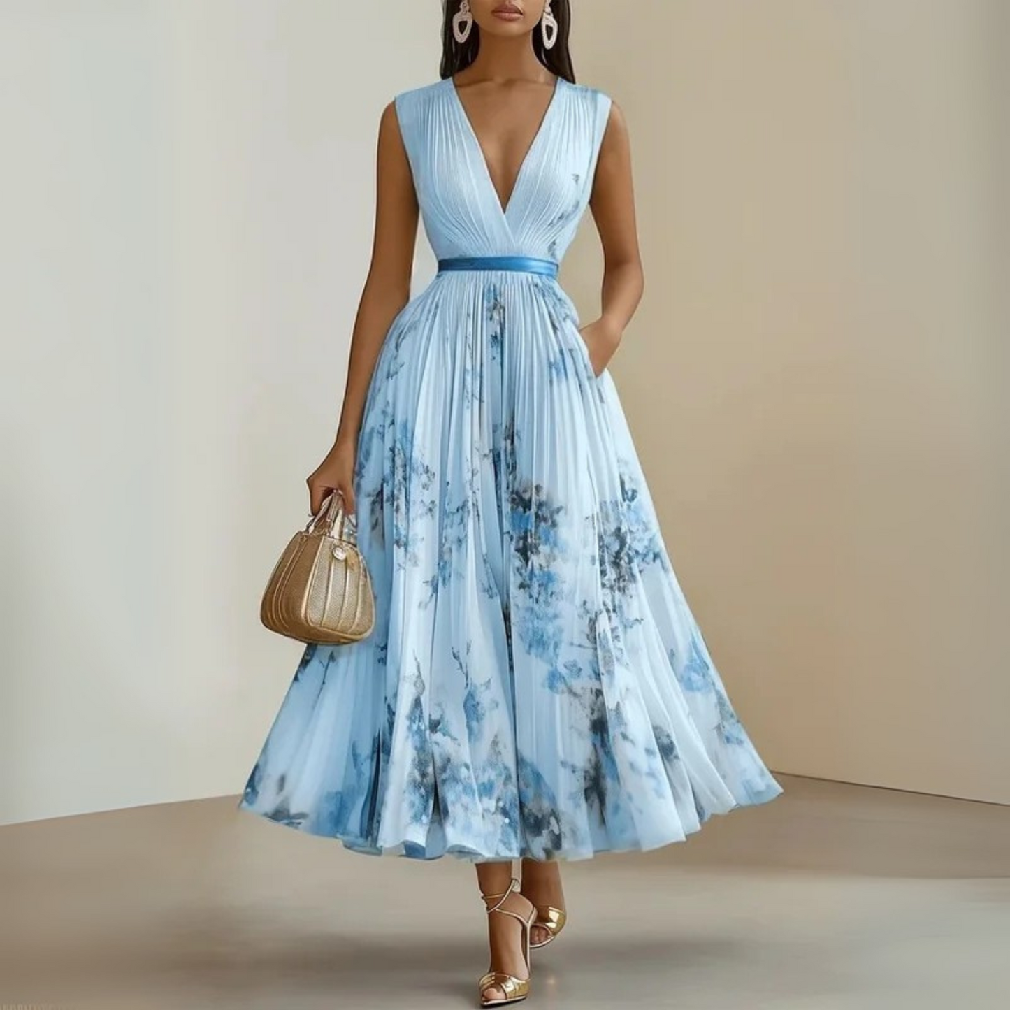 Ippolita - Vestito donna maxi plissé senza maniche estate