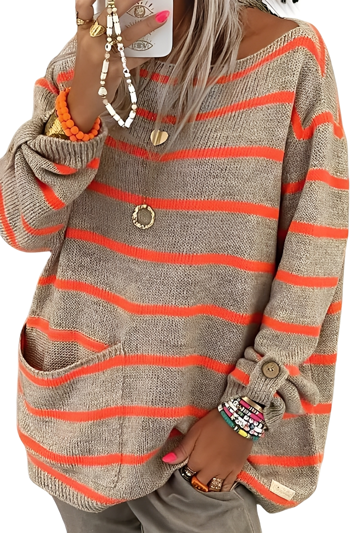 Perla – Maglione a Righe Casual e Ampio da Donna