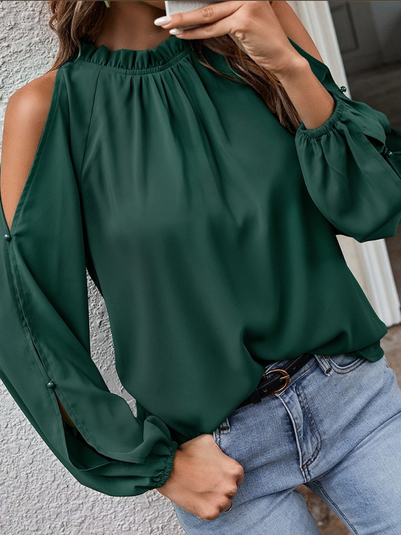 Miriam - Blusa Collo Volant Spalle Scoperte Donna Elegante