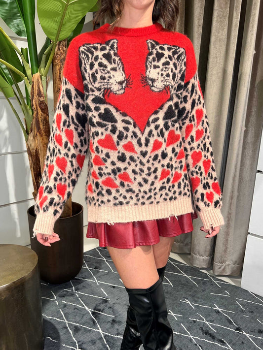 Jorja - Maglione Donna Fantasia Leopardata Trendy