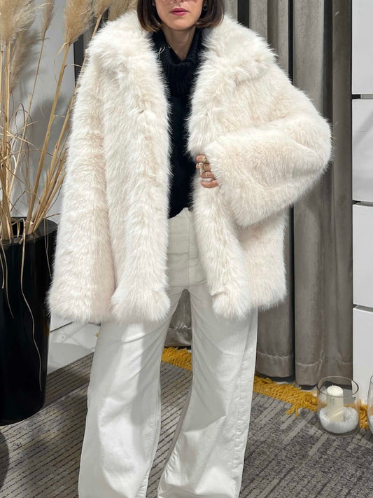 Jacqueline - Cappotto Donna Panna Lunghezza Media Elegante