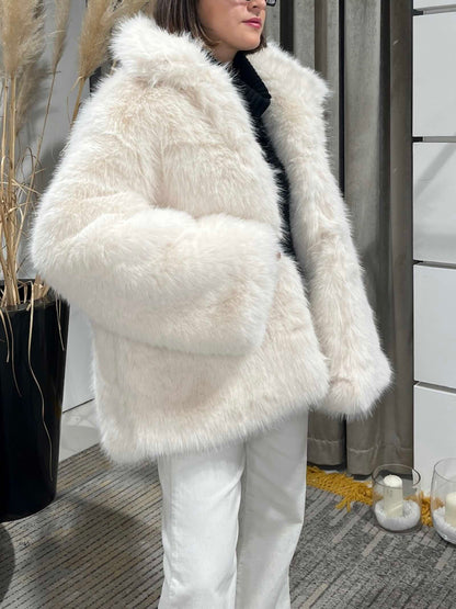 Jacqueline - Cappotto Donna Panna Lunghezza Media Elegante