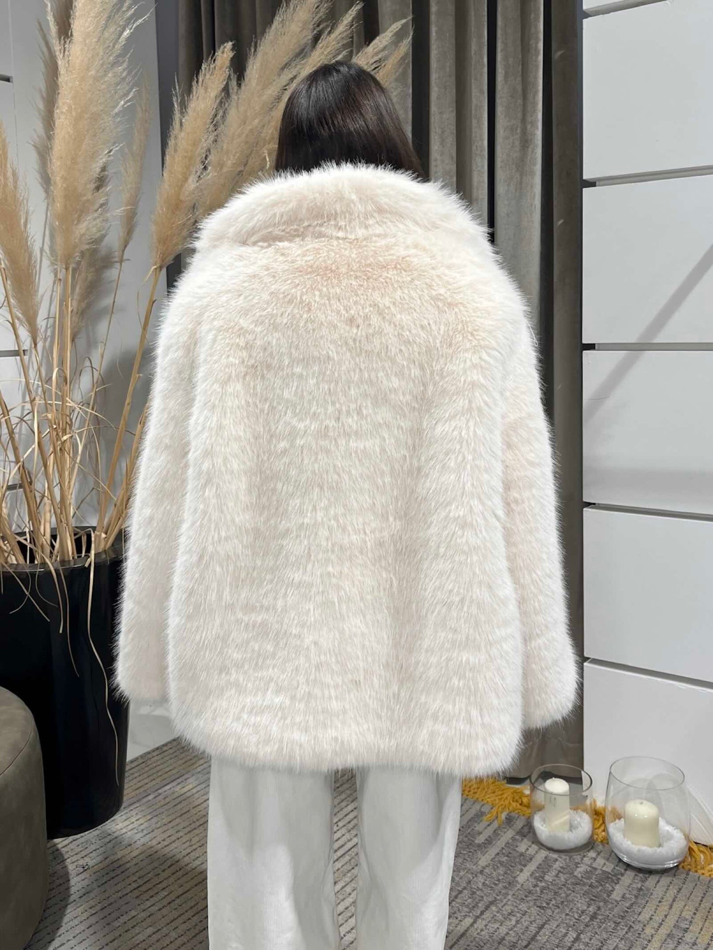 Jacqueline - Cappotto Donna Panna Lunghezza Media Elegante