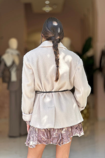 Juliana - Cappotto Corto Donna Burro con Cinturina