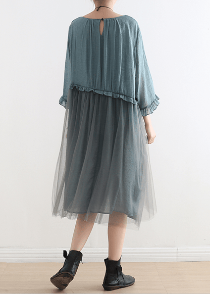 Serena - Vestito lungo estivo in chiffon azzurro donna