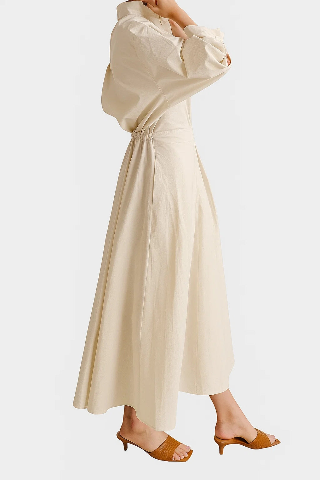 Greta - Abito Chemisier Ampio con Maniche a Tre Quarti