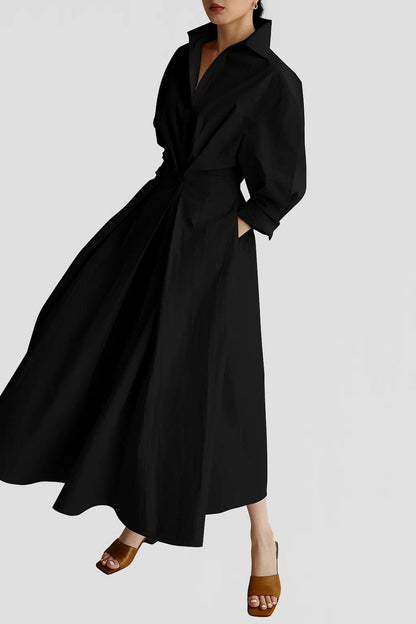 Greta - Abito Chemisier Ampio con Maniche a Tre Quarti