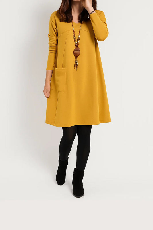 Francesca – Abito Svasato Casual con Tasca Applicata