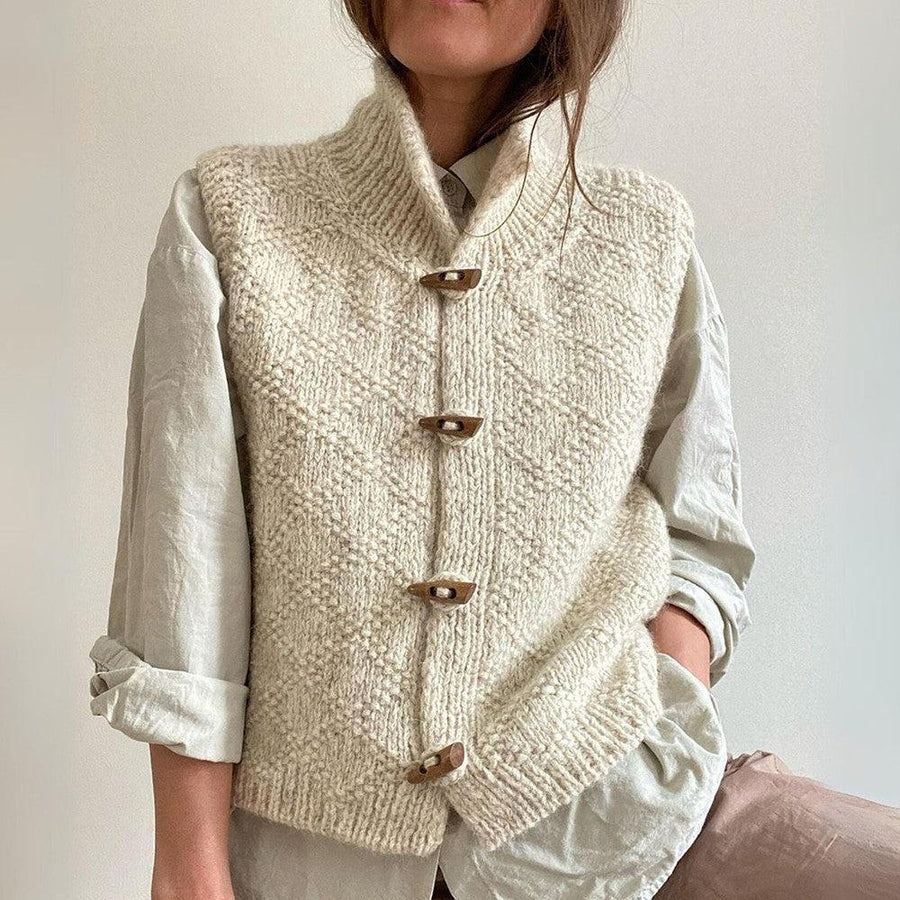 Ada - Cardigan elegante in lana con bottoni Beige