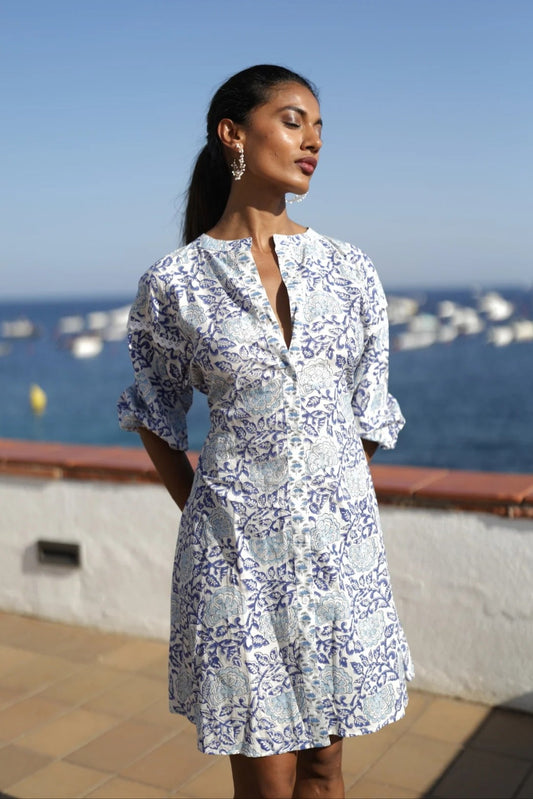 Adele - Abito Camicia Collo Coreana Eleganza Minimal
