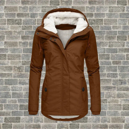 Adelina – Cappotto in Cotone Plissettato con Cappuccio Marrone