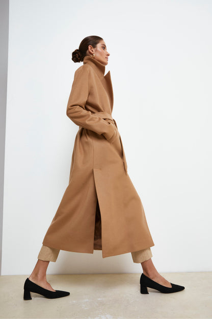 Adriana -  Cappotto doppiopetto lungo con cintura CAMMELLO 4 