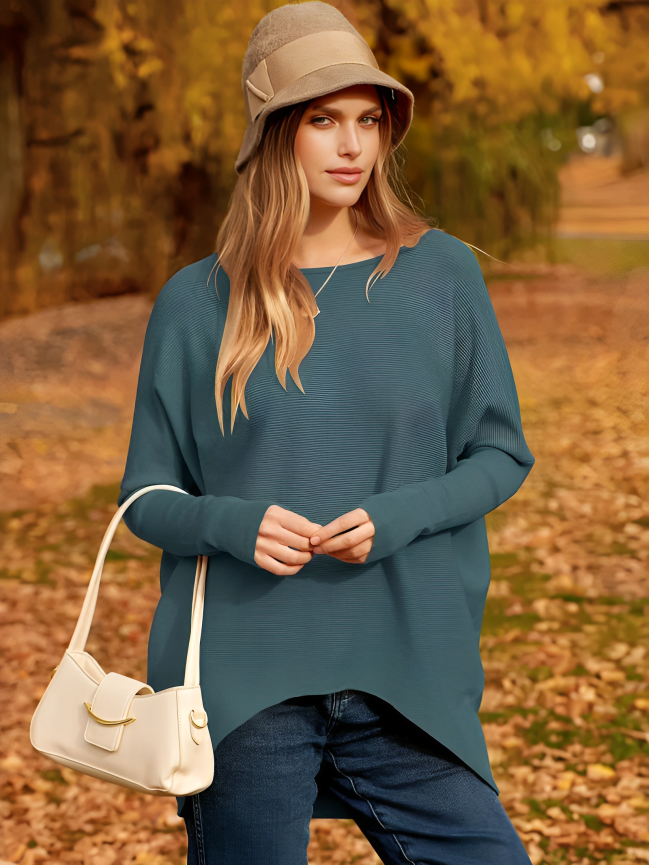 Agata - Maglione oversize elegante per l’autunno Blu mare