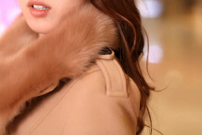 Alessandra - Damen Luxus Mantel Elegant Raffiniert Winter Cachi 1