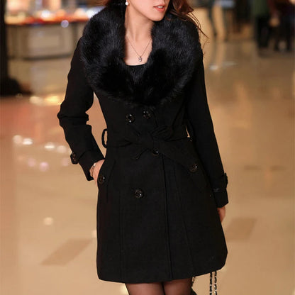Alessandra - Damen Luxus Mantel Elegant Raffiniert Winter Nero