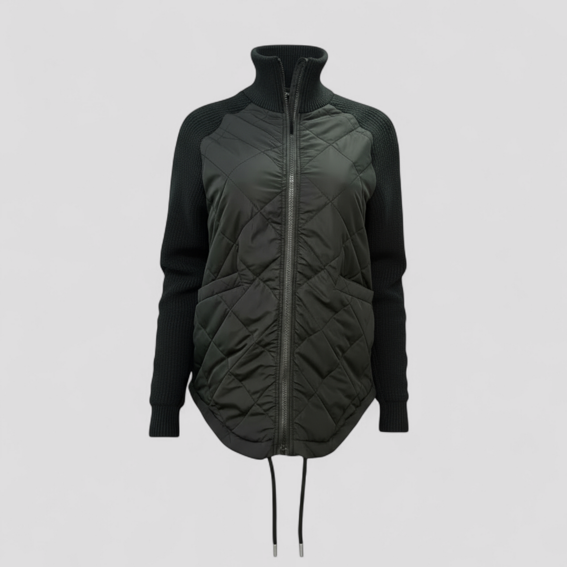 Alessandra - Giacca Trapuntata Donna con Maniche in Maglia Nero