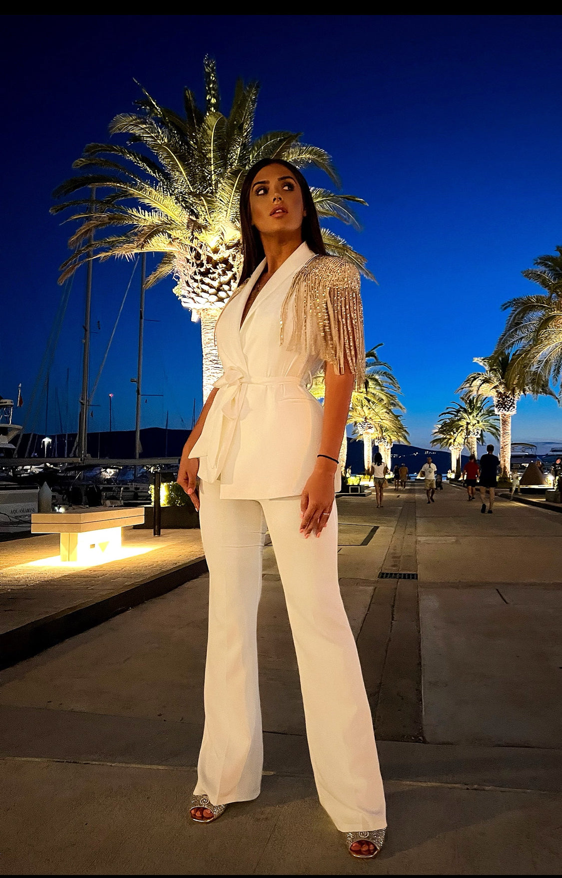 Alessia - Tailleur Margot elegante con dettagli Swarovski Bianco