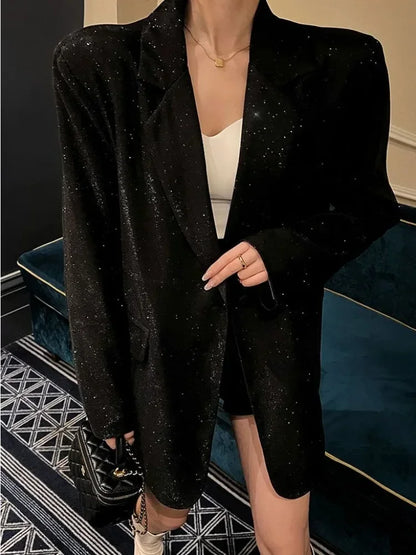 Alice – Blazer Elegante da Donna con Paillettes Nero