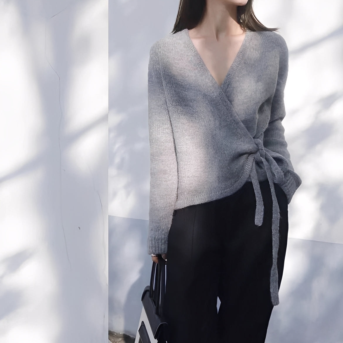 Almeria - Maglione Asimmetrico Moda Donna Grau