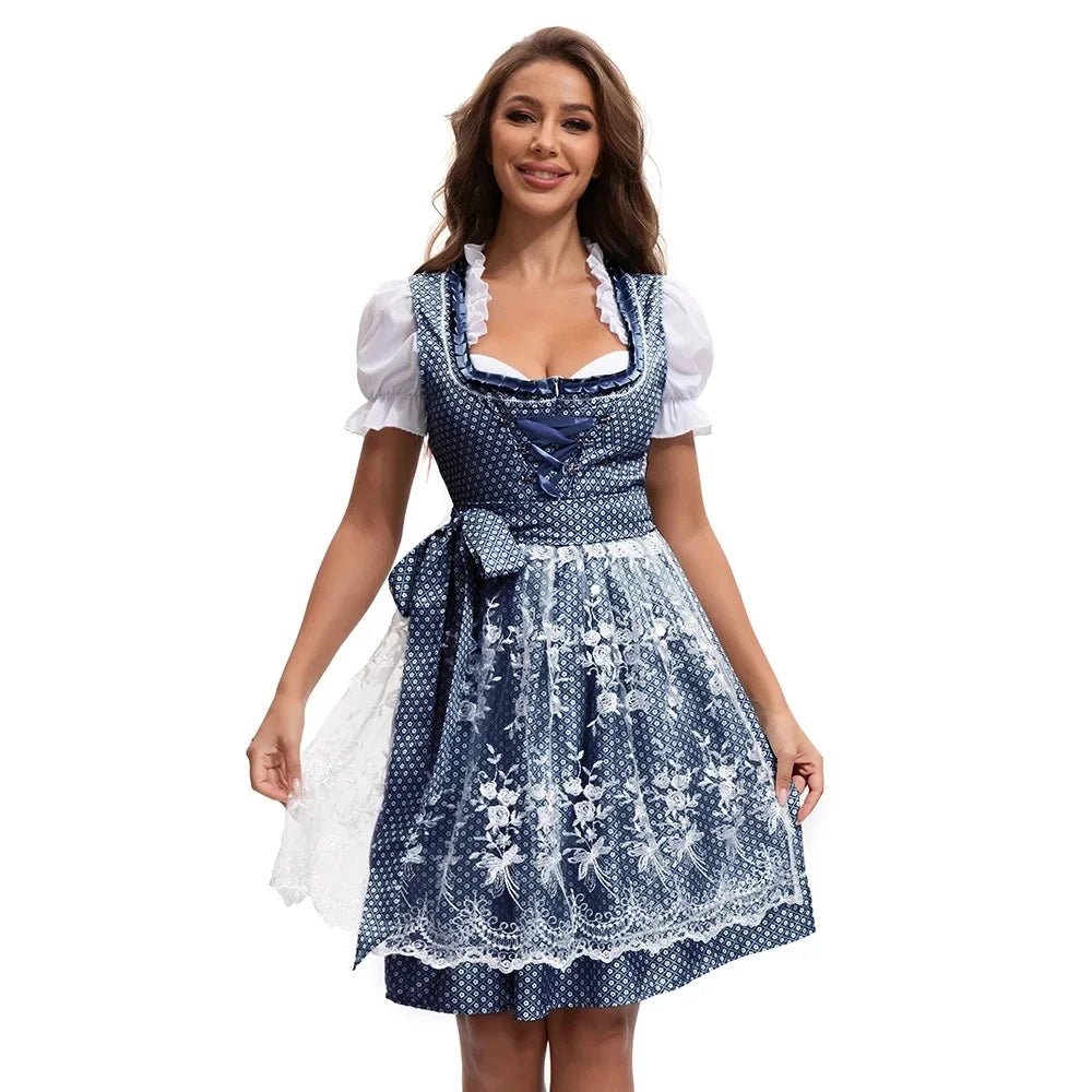 Amata - Abito Dirndl in stile bavarese da donna BLu