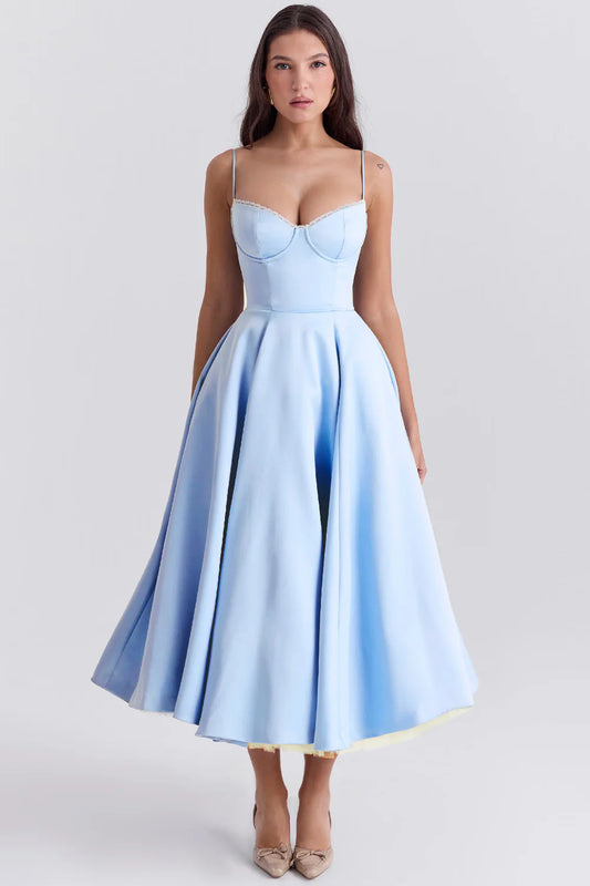 Amedea - Abito elegante che modella la vita Blu