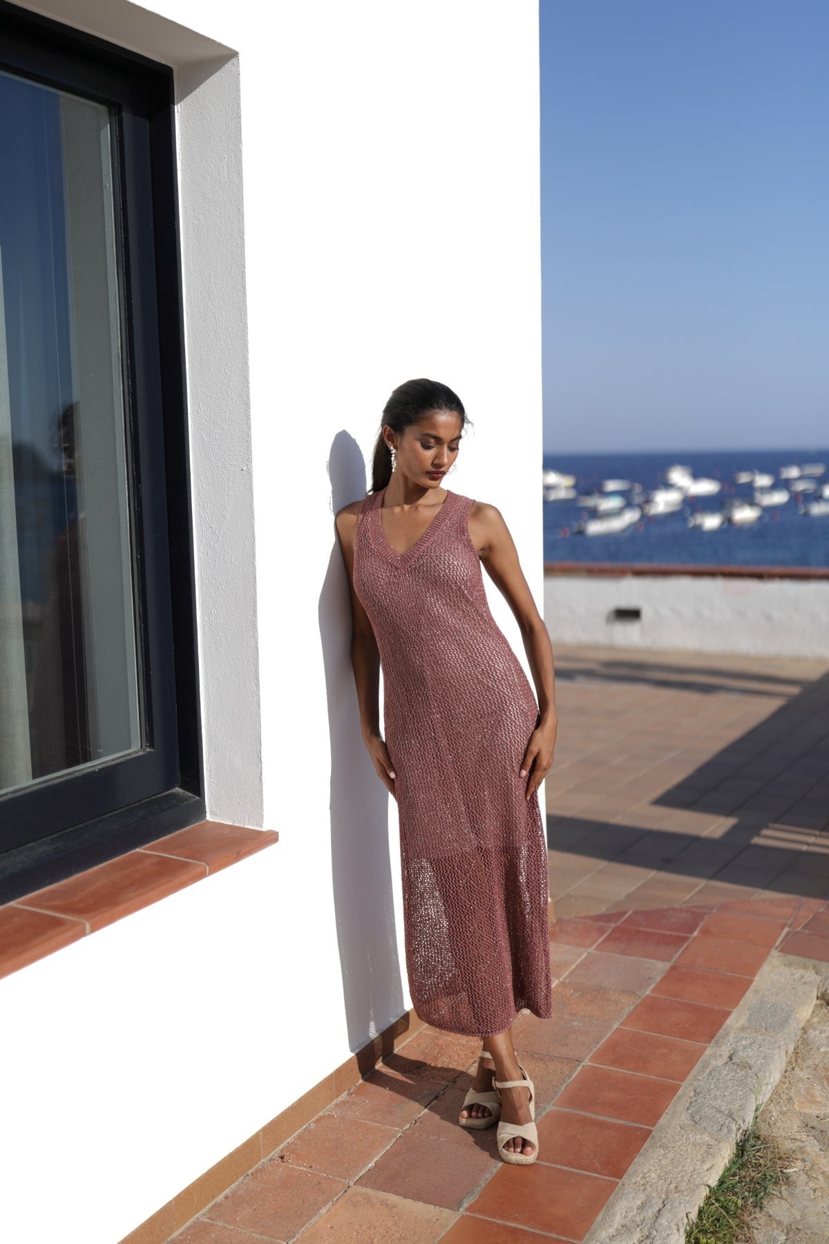 Amelia - Abito Tubino Lungo Crochet Raffinato