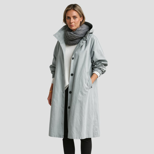 Amelia – Trench Coat Oversize Elegante da Donna Grigio cenere