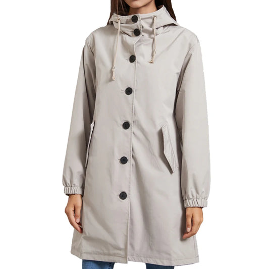 Anabella – Trench Coat Antivento con Cappuccio Donna Grigio chiaro