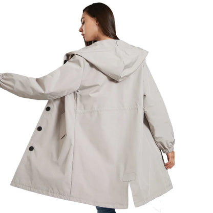 Anabella – Trench Coat Antivento con Cappuccio Donna Grigio chiaro