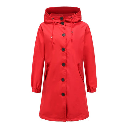 Anabella – Trench Coat Antivento con Cappuccio Donna Rosso