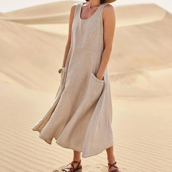 Anastasia - Abito in lino Bruno