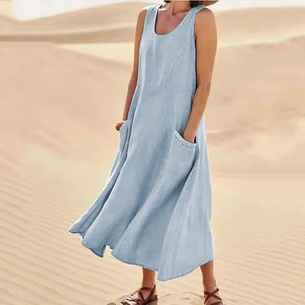 Anastasia - Abito in lino Cielo Blu