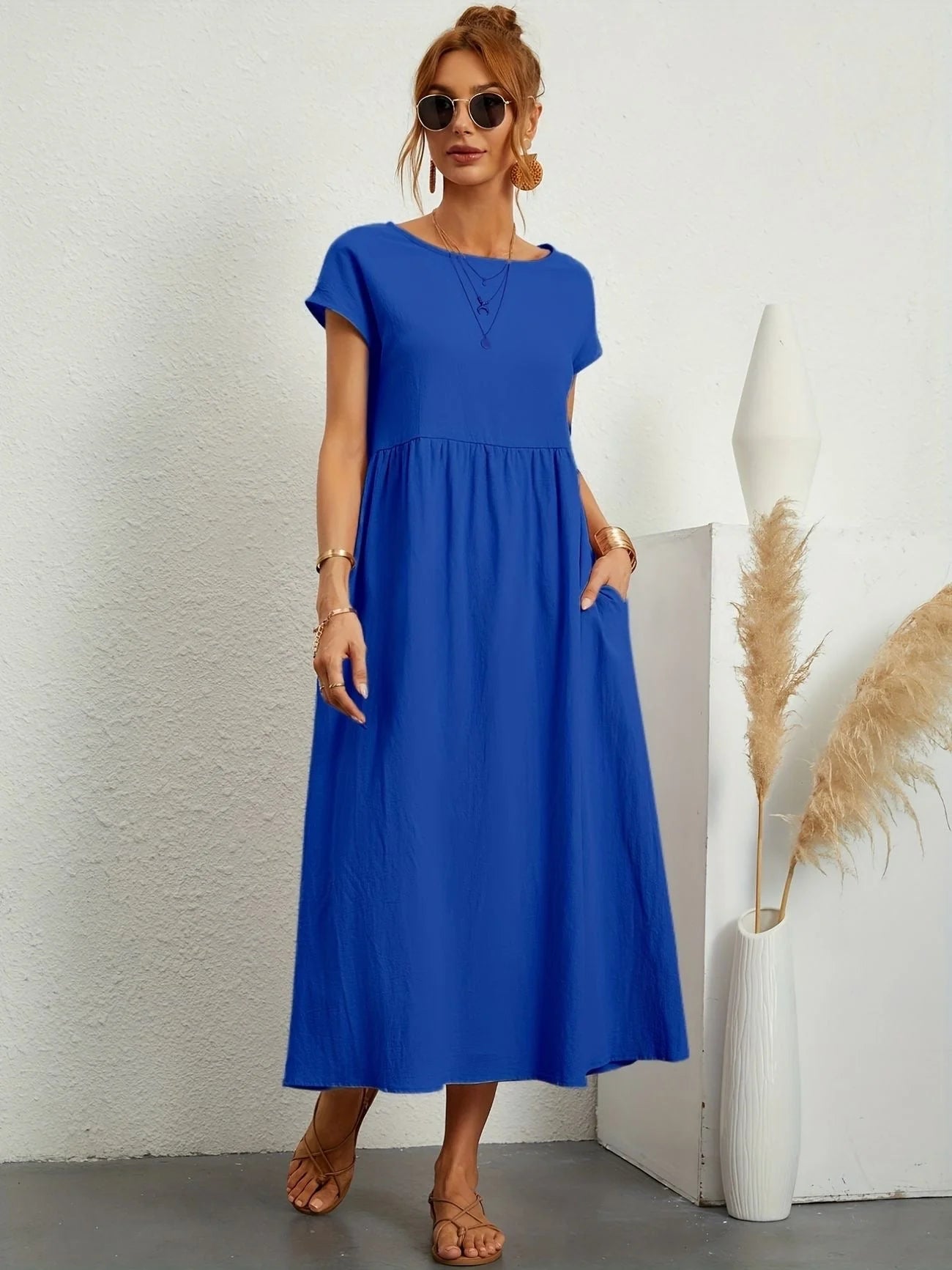 Anita - Abito casual in lino Blu