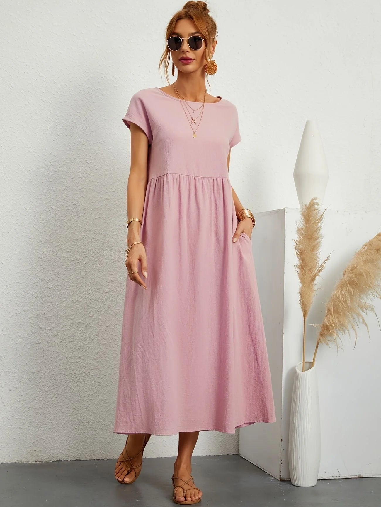 Anita - Abito casual in lino Rose