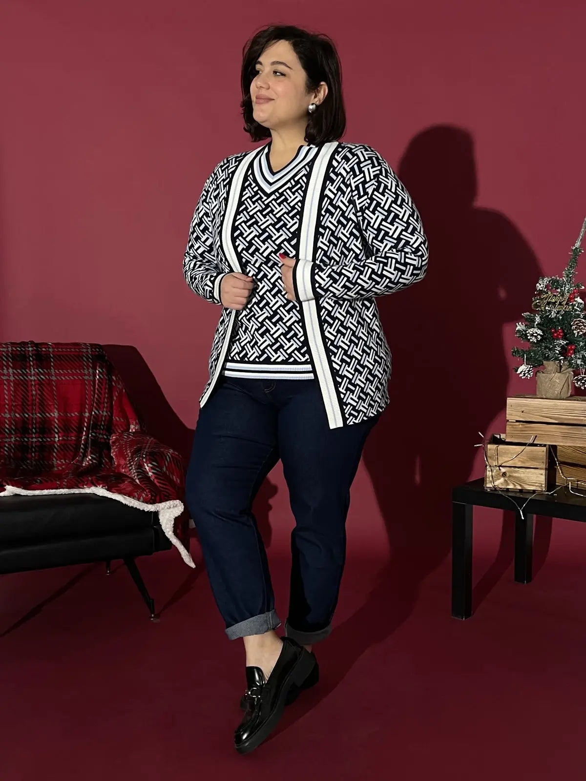 Anita - Cardigan elegante BLUE NAVY in maglia morbida