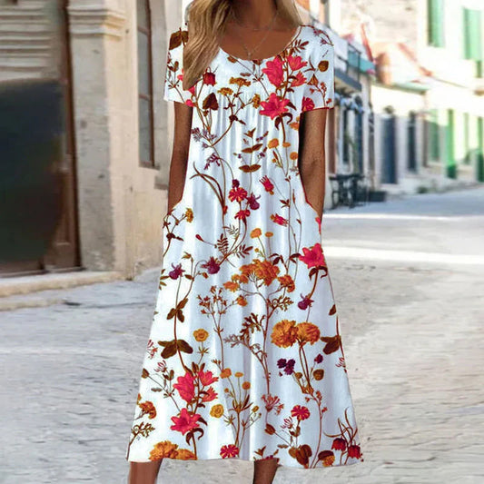 Annunziata - Abito floreale boho Rosso