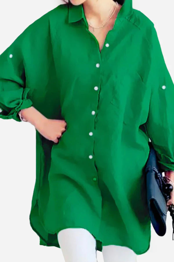 Antea - Camicia di lino oversized Verde