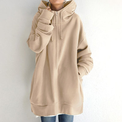 Arabella - Felpa invernale oversize con cappuccio donna Beige