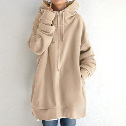 Arabella - Felpa invernale oversize con cappuccio donna Beige