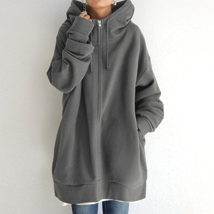 Arabella - Felpa invernale oversize con cappuccio donna Grigio