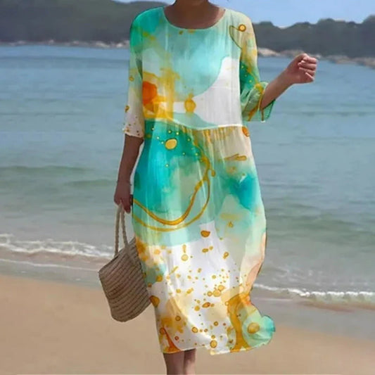 Arianna - Abito elegante panciuto abito floreale Verde