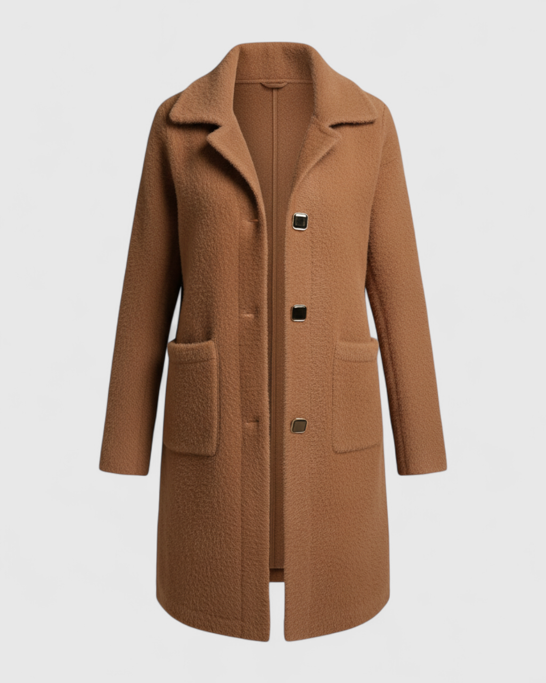 Arianna - Cappotto Donna in Misto Lana Elegante Khaki