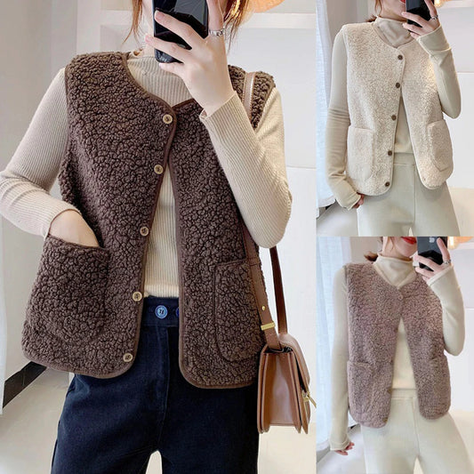 Arianna - Gilet in pile agnello caldo invernale donna