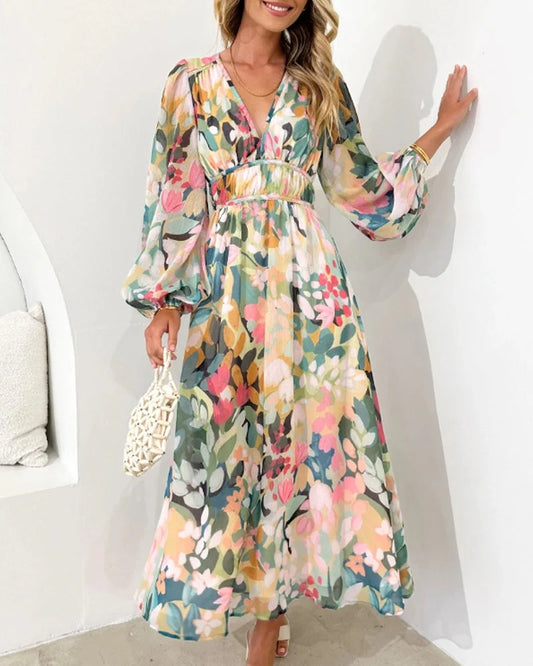 Ariela - Elegante abito floreale Verde