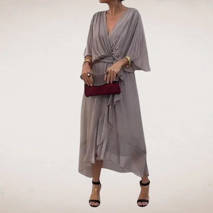Aristea - Elegante Abito con Cintura Grigio