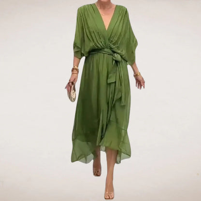 Aristea - Elegante Abito con Cintura Verde