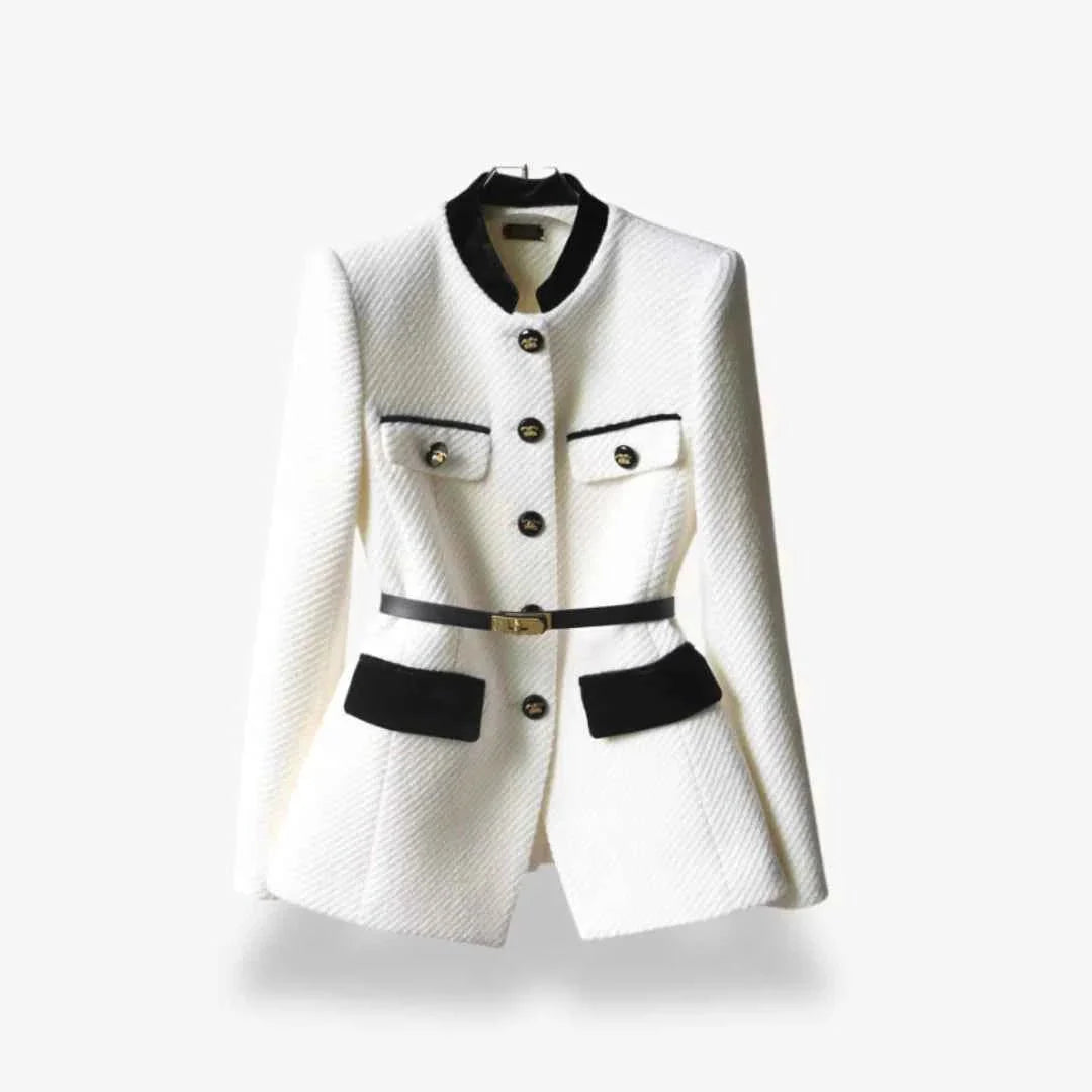 Aurelia - Blazer Tweed Donna Taglio Sagomato Bianco