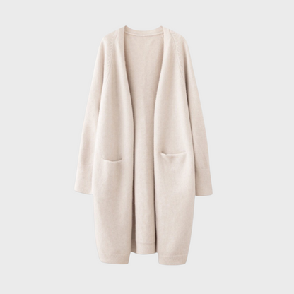 Aurora - Cardigan Lungo Elegante Donna Autunno Inverno Beige 3